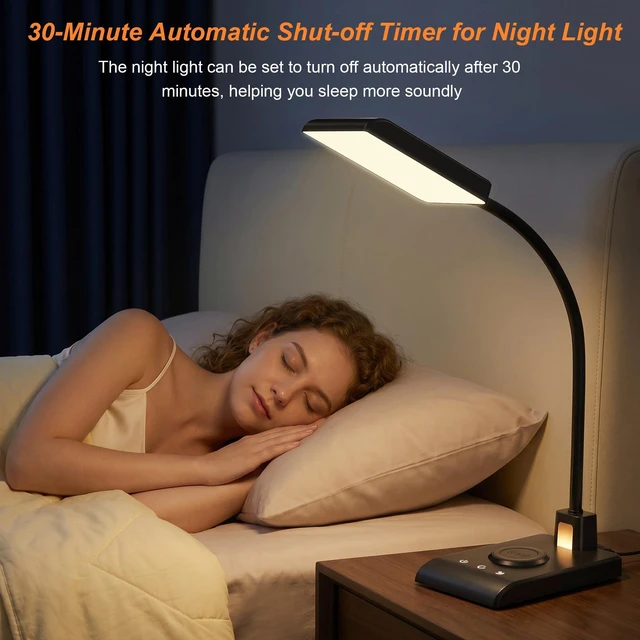 Alt view image 12 of 14 - Desk Lamp with Wireless Charger, Desk Lamps for Home Office Night Light | 3 Color Modes with Stepless Dimming, CRI 90+, 1000lm, 360° Flexible Arm, Eye-Caring Study Lamp for College Dorm Room