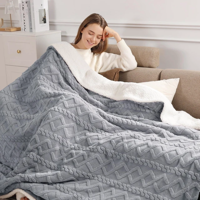 Alt view image 8 of 14 - Electric Blanket Twin Heated Blanket-Sherpa Twin Heating Blanket, Dark Gray | 450gsm Ultra-Thick 3D Jacquard Shaggy Sherpa, Faster Heat, Even Warmth No Cold Spots, Lower Energy Cost, for Home Use