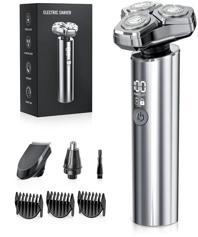 Alt view image 8 of 14 - Electric Razor for Men: 10,000RPM Shaver with Upgraded Curved Foil | Low-Noise High-Torque Motor, 3-in-1 Beard/Nose/Sideburn Trimmer, IPX8 Wet/Dry, Quick Charge & Travel Lock