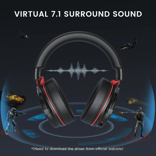 Alt view image 9 of 14 - E900 Pro USB Gaming Headset for PC, 7.1 Surround Sound, 50MM Driver | Computer Headset with Detachable Noise Cancelling Mic, Headphones with Microphone for PS4/PS5, Xbox One, Laptop, Office