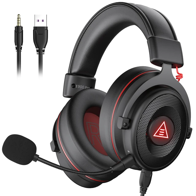 Alt view image 8 of 14 - E900 Pro USB Gaming Headset for PC, 7.1 Surround Sound, 50MM Driver | Computer Headset with Detachable Noise Cancelling Mic, Headphones with Microphone for PS4/PS5, Xbox One, Laptop, Office