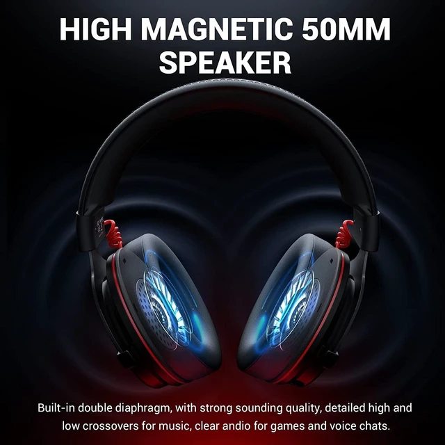 Alt view image 11 of 14 - E900 Pro USB Gaming Headset for PC, 7.1 Surround Sound, 50MM Driver | Computer Headset with Detachable Noise Cancelling Mic, Headphones with Microphone for PS4/PS5, Xbox One, Laptop, Office