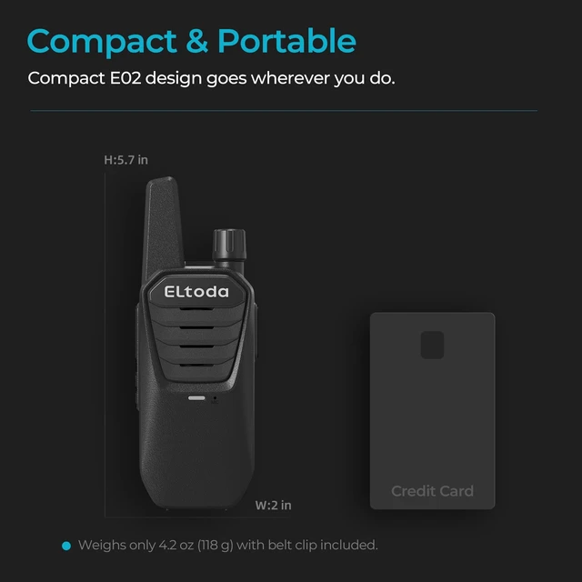 Alt view image 9 of 14 - E02 Walkie Talkies for Adults Rechargeable Two Way Radio | FRS License Free, Vox Hands-Free, Keylock, USB-C Charging, 16 Channels, Lightweight, Compact, Woring, Cruise, Hiking, Camping