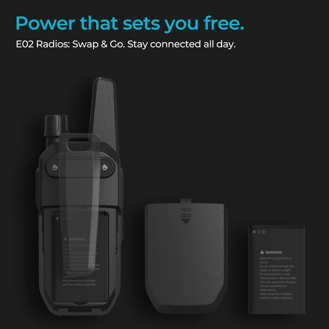 Alt view image 10 of 14 - E02 Walkie Talkies for Adults Rechargeable Two Way Radio | FRS License Free, Vox Hands-Free, Keylock, USB-C Charging, 16 Channels, Lightweight, Compact, Woring, Cruise, Hiking, Camping