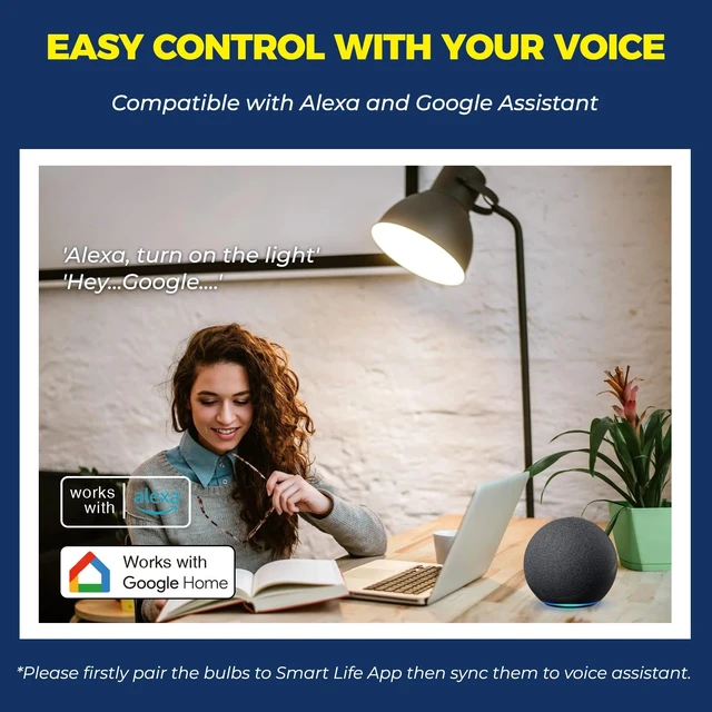Alt view image 11 of 14 - Smart Light Bulbs 100W Work with Alexa/Google Home, 4PCS | 1350LM 11W, No Hub Required, Smart Bulb Work with SmartLife, A19 E26 RGBCW Color Changing Bulb, 2.4G WiFi & BLE, ETL Listed