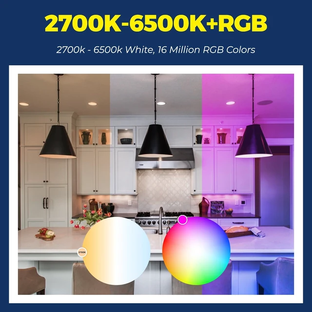 Alt view image 12 of 14 - Smart Light Bulbs 100W Work with Alexa/Google Home, 4PCS | 1350LM 11W, No Hub Required, Smart Bulb Work with SmartLife, A19 E26 RGBCW Color Changing Bulb, 2.4G WiFi & BLE, ETL Listed
