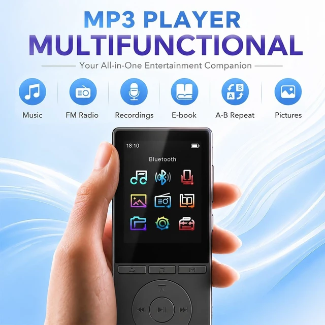 Alt view image 11 of 14 - 64GB MP3 Player with Bluetooth 5.3, Music Player with HiFi Sound for Sports Runners, 2.4" Screen MP3 Player Built in HD Speaker Voice Recorder FM Radio E-Book, Expanded Up to 128GB, Earphone Included