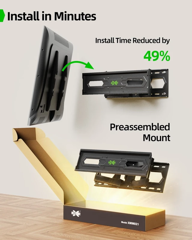 Alt view image 10 of 14 - TV Wall Mount for 32-74 inch Flat Screen/LED/4K up to 110lbs, Full Motion TV Mount Bracket with Swivel & Tilt Articulating Dual Arms, Max VESA 400x400mm, Fits 12/16" Wood Studs