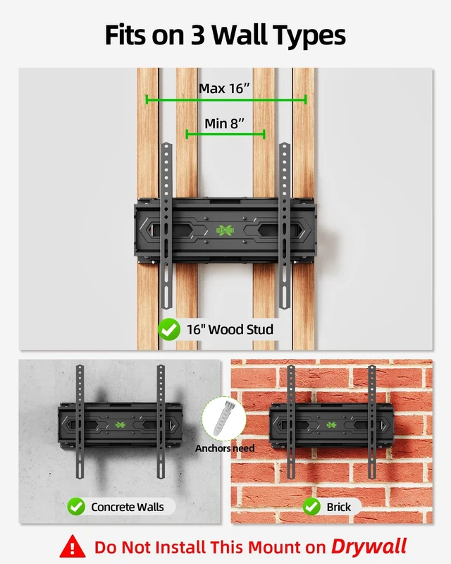 Alt view image 14 of 14 - TV Wall Mount for 32-74 inch Flat Screen/LED/4K up to 110lbs, Full Motion TV Mount Bracket with Swivel & Tilt Articulating Dual Arms, Max VESA 400x400mm, Fits 12/16" Wood Studs