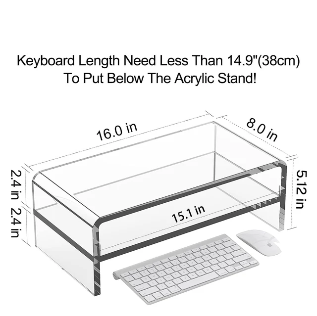 Alt view image 9 of 14 - Clear Acrylic Monitor Stand Riser 2 Tier, 5.12 Inches High Clear Computer Desk Organizer Shelf for Multi Media PC Storage Laptop