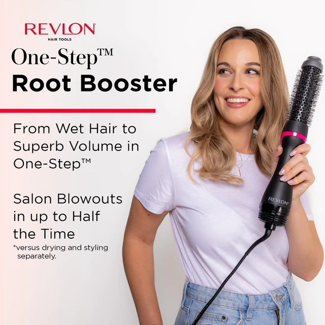 Alt view image 9 of 14 - One-Step Root Booster Round Brush Hair Dryer and Styler, 1.5" Barrel | Styling Blow Dryer Brush for Damp to Dry Hair, 3 Heat Settings, Best for Chin-Length to Med-Length Hair