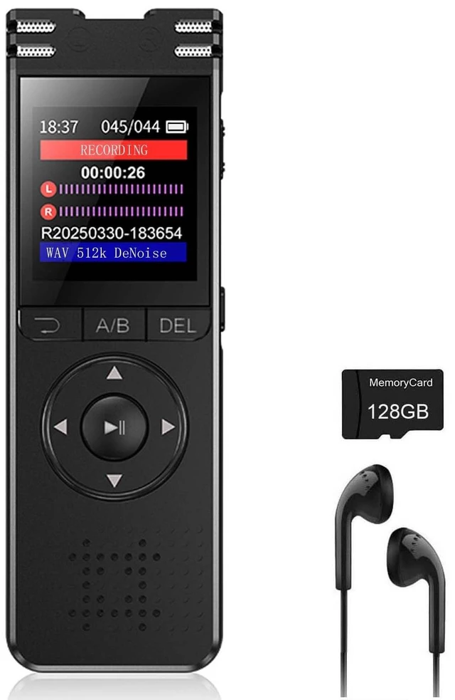 Alt view image 8 of 14 - 128GB Digital Voice Recorder with Playback Upgraded Voice Activated Recording with Premium Noise Reduction Dictaphone Device Perfect for Lectures Meetings Interviews