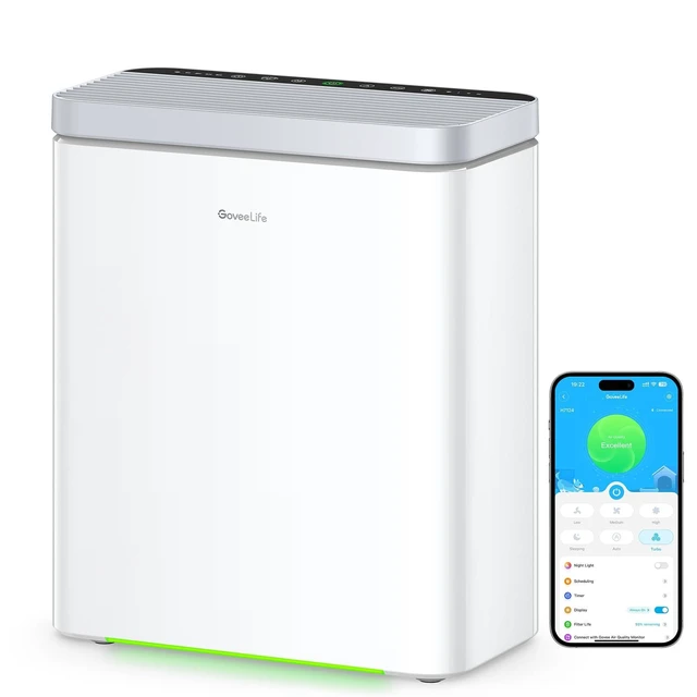 Alt view image 8 of 14 - Smart Air Purifier for Home Large Rooms, Covers up to 1046 ft² | PM2.5 Monitor, 24dB Sleep Mode, 3-in-1 Filter Air Purifier with App and Alexa Control for Pet Hair, Odors, Pollen and Smoke