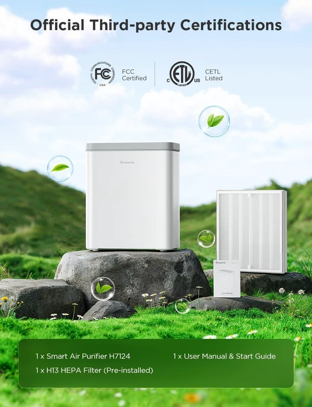 Alt view image 11 of 14 - Smart Air Purifier for Home Large Rooms, Covers up to 1046 ft² | PM2.5 Monitor, 24dB Sleep Mode, 3-in-1 Filter Air Purifier with App and Alexa Control for Pet Hair, Odors, Pollen and Smoke