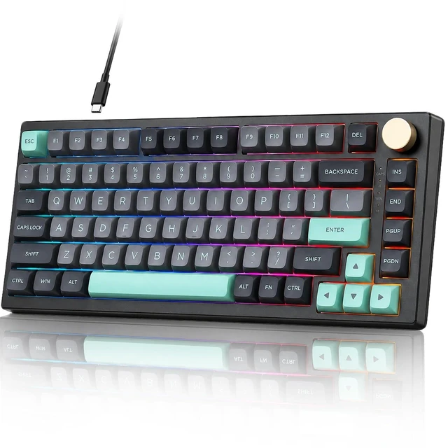 Alt view image 8 of 14 - N75 Wired 75% Compact Mechanical RGB Gaming Keyboard with Media Knob | Custom Gasket Mount Keyboard, RGB Backlit & PBT Keycaps Computer Keyboard, Hot Swappable Pre-lubed Dynamic Silver Switch