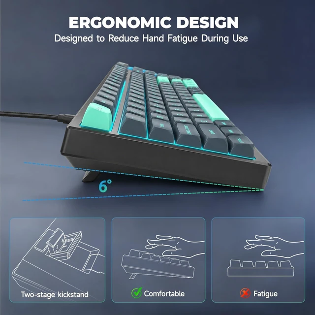 Alt view image 14 of 14 - N75 Wired 75% Compact Mechanical RGB Gaming Keyboard with Media Knob | Custom Gasket Mount Keyboard, RGB Backlit & PBT Keycaps Computer Keyboard, Hot Swappable Pre-lubed Dynamic Silver Switch