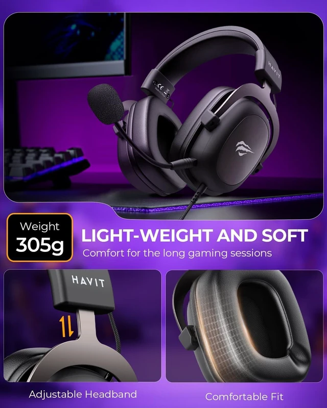 Alt view image 10 of 14 - H2002d Gaming Headsets for PS4,PC, 53MM Drivers Surround Sound PS5 Headset with Mic Gaming Headphones with Mic Durable Aluminum Frame Valentines Gifts for Men