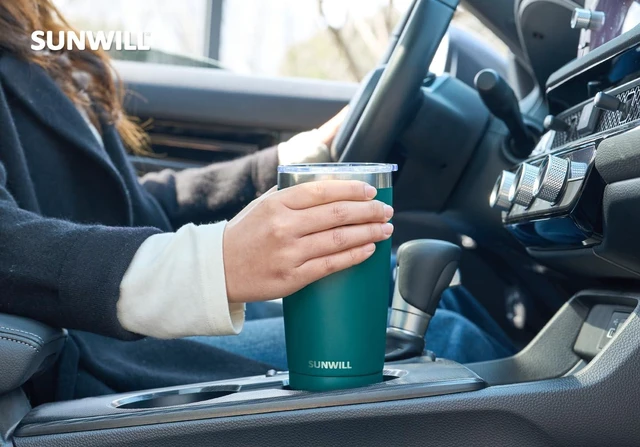 Alt view image 12 of 12 - Travel Coffee Mug with Lid, 20 oz Tumbler Set of 2, Insulated Stainless Steel Cup for Drinks Water, Tea, Powder Coated Forest Green & Plum