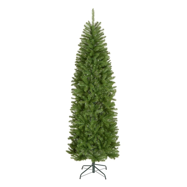 Alt view image 8 of 14 - 7ft Unlit Kingswood Fir Slim Christmas Tree | 892 Tips, Includes Stand, Artificial, Green