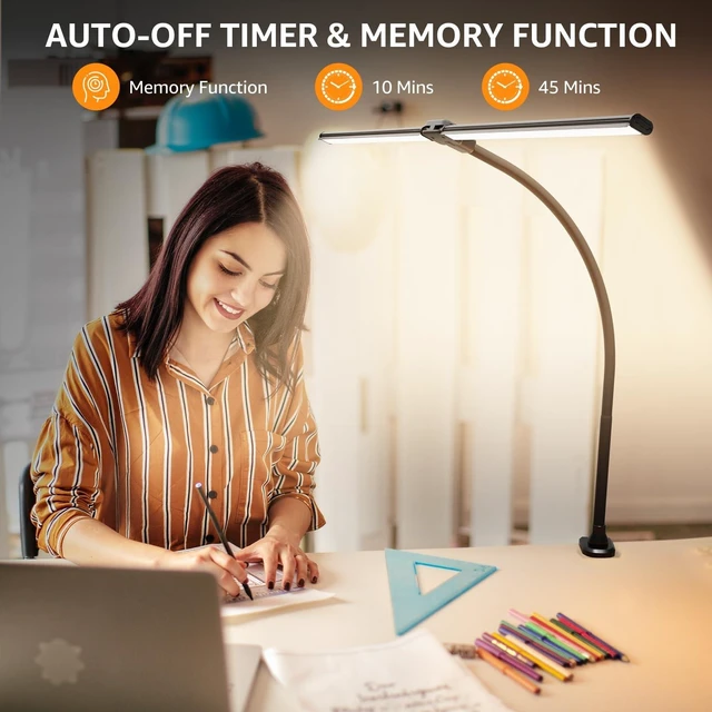 Alt view image 10 of 14 - LED Desk Lamp for Home Office, Ultra Bright Clamp Light with Flexible Gooseneck, 25 Lighting Modes, Eye-Caring Architect Lamp for Dual Monitors, Reading & Gaming Setup