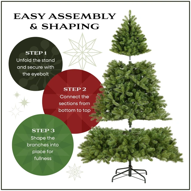 Alt view image 12 of 14 - 7ft Unlit Kingswood Fir Slim Christmas Tree | 892 Tips, Includes Stand, Artificial, Green