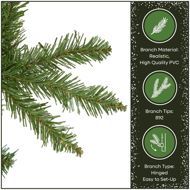 Alt view image 13 of 14 - 7ft Unlit Kingswood Fir Slim Christmas Tree | 892 Tips, Includes Stand, Artificial, Green