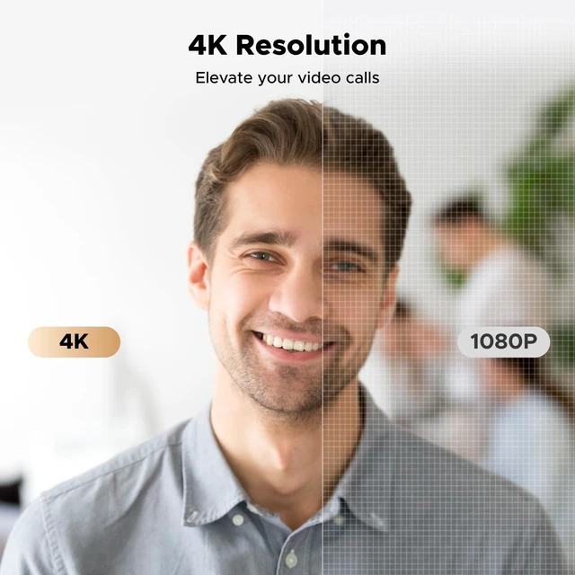 Alt view image 9 of 14 - 4K@30fps Webcam for PC Ultra HD Web Camera with Noise-canceling Mics | PDAF Autofocus, Privacy Cover, 70° FoV, Plug & Play, USB A & USB C Adapter, for Streaming, Conference, Zoom, Switch 2
