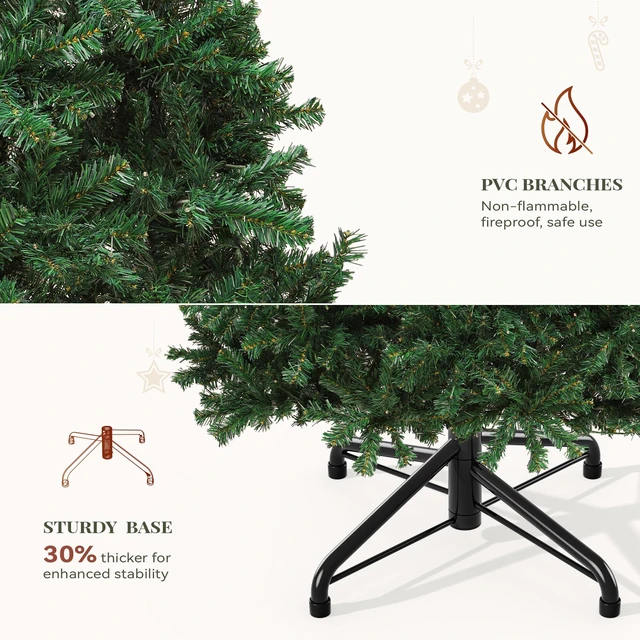 Alt view image 10 of 14 - Green Spruce Artificial Christmas Tree, 6ft Artificial Pine Tree with 880 Branch Tips and Metal Hinges, and Foldable Base for Home, Office, and Party Decorations