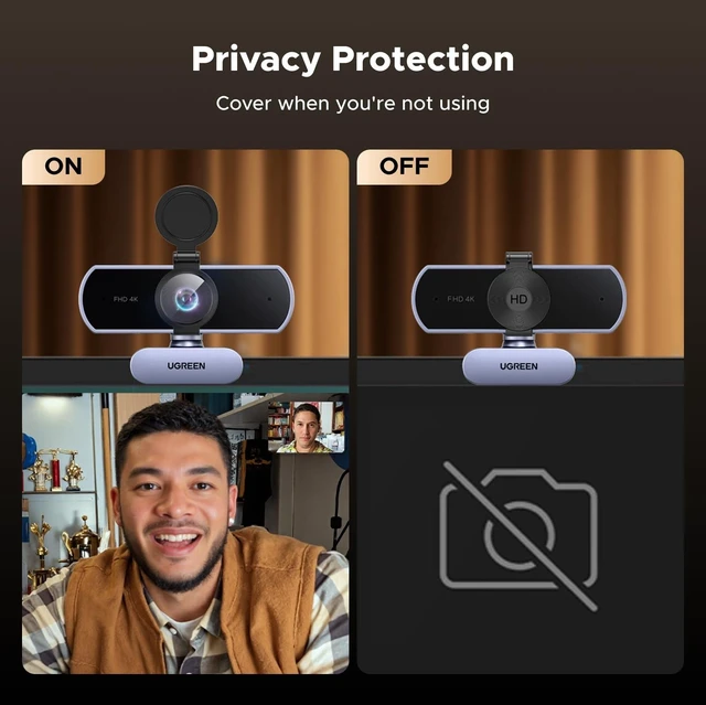 Alt view image 14 of 14 - 4K@30fps Webcam for PC Ultra HD Web Camera with Noise-canceling Mics | PDAF Autofocus, Privacy Cover, 70° FoV, Plug & Play, USB A & USB C Adapter, for Streaming, Conference, Zoom, Switch 2