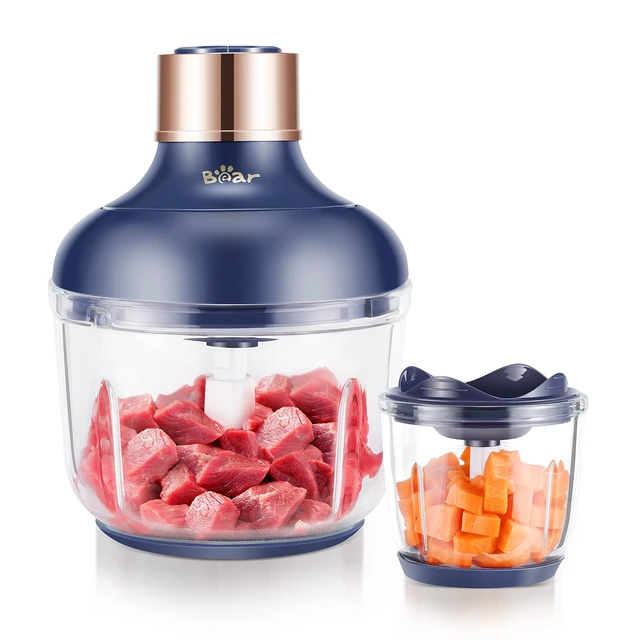 Alt view image 8 of 14 - Food Processor, Electric Food Chopper with 2 Glass Bowls (8 Cup+2.5 Cup), 400W Power Grinder with 2 Sets Stainless Steel Blades, 2 Speed for Meat, Vegetables, and Baby Food