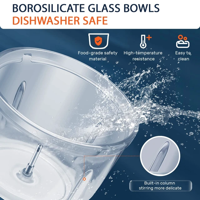 Alt view image 12 of 14 - Food Processor, Electric Food Chopper with 2 Glass Bowls (8 Cup+2.5 Cup), 400W Power Grinder with 2 Sets Stainless Steel Blades, 2 Speed for Meat, Vegetables, and Baby Food