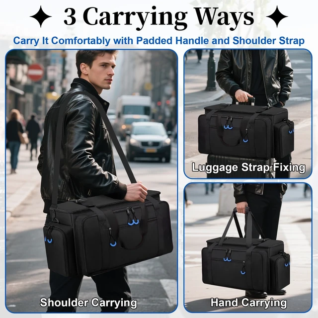 Alt view image 14 of 14 - Large Dj Cable Bag with Detachable Dividers, Bottom Pad | Dj Bag for Equipment and Accessories with Laptop and Microphone Pocket, Dj Gig Bag for Musician, Professional, Travel, Blue