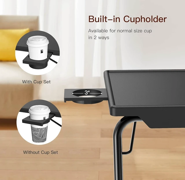 Alt view image 13 of 14 - Adjustable TV Tray Table - Foldable TV Tray with 6 Height & 3 Tilt Angle Adjustments, TV Dinner Tray with Cup Holder for Couch, Bed, Sofa and Chair (Black)