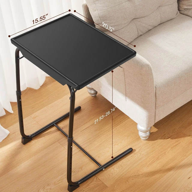 Alt view image 12 of 14 - Adjustable TV Tray Table - Foldable TV Tray with 6 Height & 3 Tilt Angle Adjustments, TV Dinner Tray with Cup Holder for Couch, Bed, Sofa and Chair (Black)