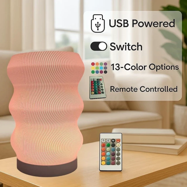 Alt view image 10 of 14 - Wave Table Lamp - Modern Bedside Light for Bedroom, Desk, Nightstand, or Office - Mood Lighting Lamp - Eco-Friendly Gift Idea - Unique Home Decor - LED Night Light