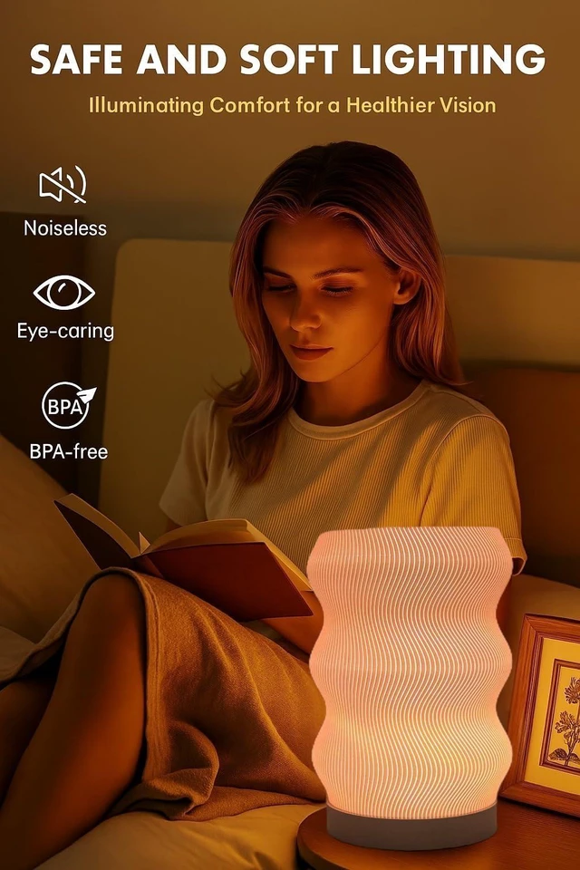 Alt view image 9 of 14 - Wave Table Lamp - Modern Bedside Light for Bedroom, Desk, Nightstand, or Office - Mood Lighting Lamp - Eco-Friendly Gift Idea - Unique Home Decor - LED Night Light