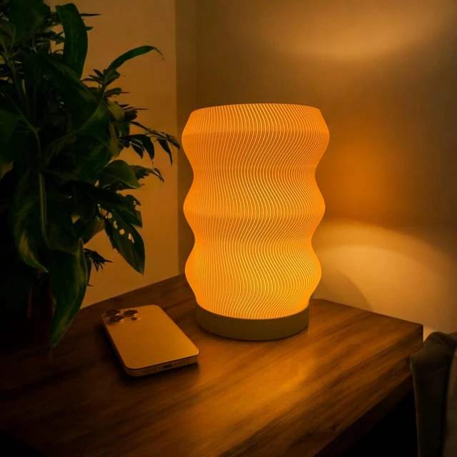 Alt view image 12 of 14 - Wave Table Lamp - Modern Bedside Light for Bedroom, Desk, Nightstand, or Office - Mood Lighting Lamp - Eco-Friendly Gift Idea - Unique Home Decor - LED Night Light