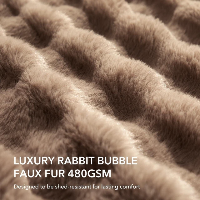Alt view image 10 of 14 - Faux Fur Heated Blanket Full, Luxury Electric Blanket, 1-10H Timer | Soft Thick Bubble Texture, 6 Heat Settings, 72" x 84" Camel Fast Heating Blanket Gift for Women/Bed, Washable, ETL Certified