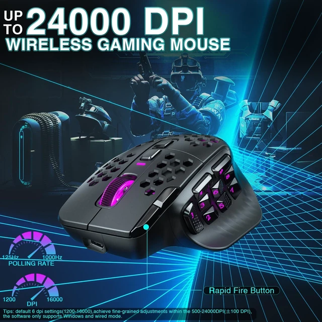 Alt view image 13 of 14 - SM809 Pro MMO Gaming Mouse with 9 Side Buttons,24000 DPI RGB Mouse for Gamer,16 Programmable Macros MMO Mouse,Black