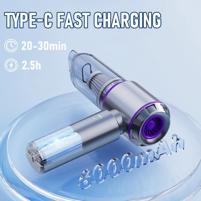 Alt view image 11 of 12 - Car Vacuum Cordless Mini Handhled 4-in-1 High Power Cleaner 20000Pa | Brushless motor-6000mAh-Rechargeable-Duster blower-Pet hair crumb cleaning for car sofa office desk- Ideal gifts for men