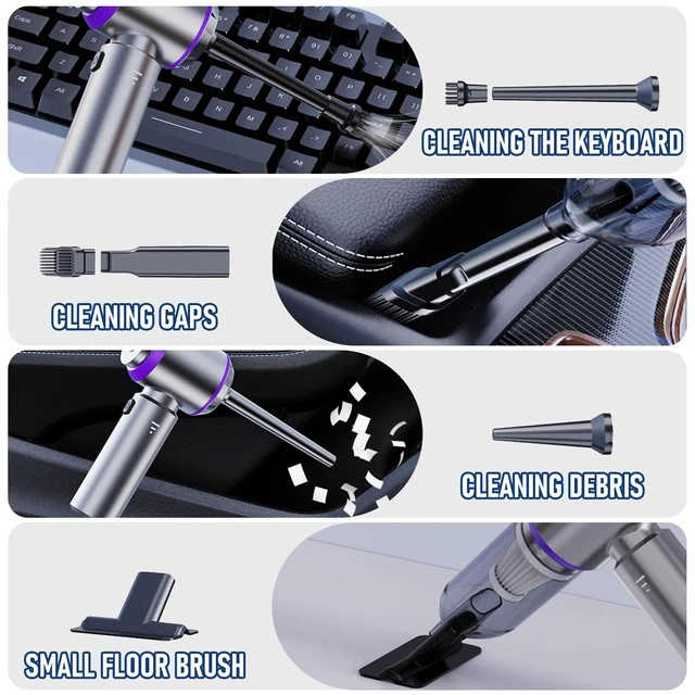 Alt view image 10 of 12 - Car Vacuum Cordless Mini Handhled 4-in-1 High Power Cleaner 20000Pa | Brushless motor-6000mAh-Rechargeable-Duster blower-Pet hair crumb cleaning for car sofa office desk- Ideal gifts for men