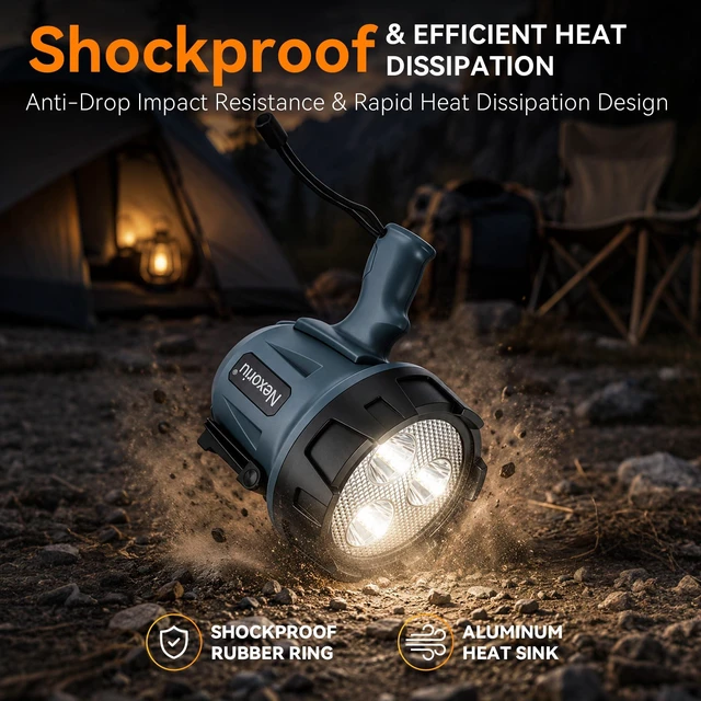 Alt view image 11 of 14 - Rechargeable Spotlight with Stand Super Bright Hands Free Flashligh | Heavy Duty Marine Boat Searchlight for Storm Power Outage