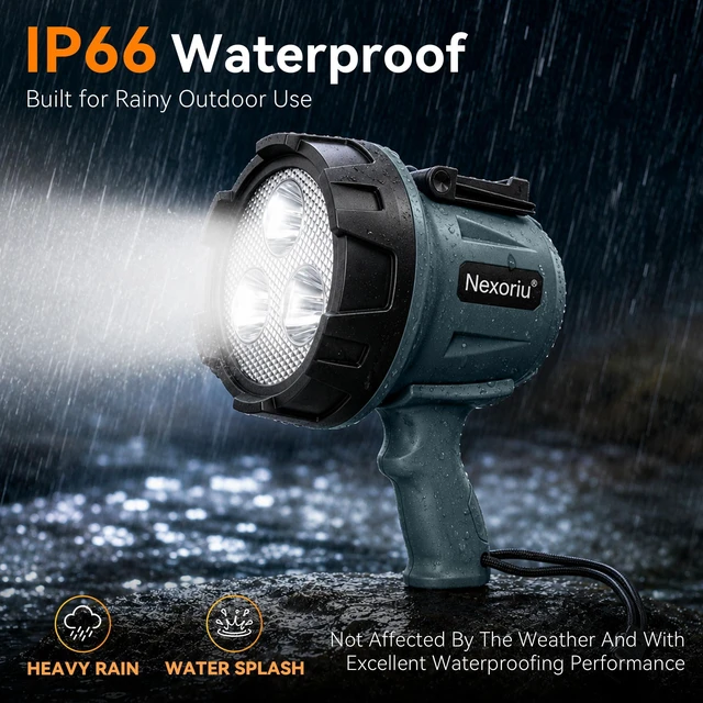 Alt view image 13 of 14 - Rechargeable Spotlight with Stand Super Bright Hands Free Flashligh | Heavy Duty Marine Boat Searchlight for Storm Power Outage