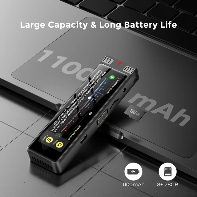 Alt view image 14 of 14 - 136GB AI Voice Recorder, Digital Voice Recorder with Playback, Offline Transcribe and Online Summarize/Mindmap/Translation Base on AI Technology, Voice Activated Audio Recorder (Black)