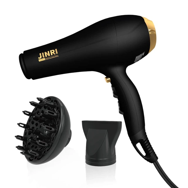 Alt view image 8 of 14 - 2000W Hair Dryer with Negative Ion & Infrared - Black, 3 Heat & 2 Speed, Detachable Air Intake, Concentrator/Diffuser, Hanging Strap