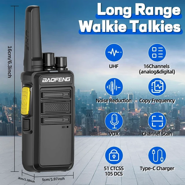 Alt view image 9 of 14 - Walkie Talkies Long Range for Adults with Earpieces,Rechargeable Portable Two Way Radios,Encrypted Handheld 2 Way Radios,Handsfree Walkie Talkies with USB-C Charger for Camping Hiking Cruise,4Pack