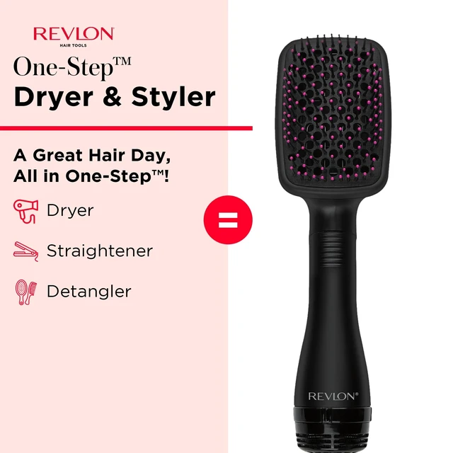 Alt view image 9 of 14 - One-Step Straightening Brush Hair Dryer and Styler | Dries, Straightens and Detangles Hair, Ionic Technology Reduces Frizz for Sleek, Shiny Results, 3 Heat Settings