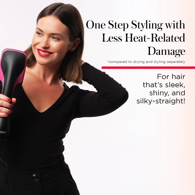 Alt view image 11 of 14 - One-Step Straightening Brush Hair Dryer and Styler | Dries, Straightens and Detangles Hair, Ionic Technology Reduces Frizz for Sleek, Shiny Results, 3 Heat Settings