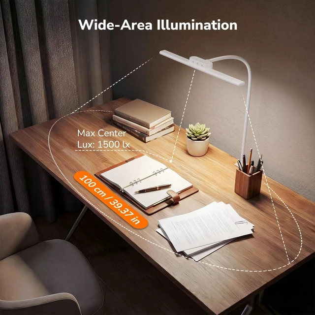 Alt view image 11 of 14 - Desk Lamp with Clamp, Led Clip on Desk Lights for Home Office, White | 11W 750LM Eye Caring Task Light, 25 Lighting Modes, Flexible Gooseneck, Architect Lamp for Monitor, Workbench, Draft, Crafts
