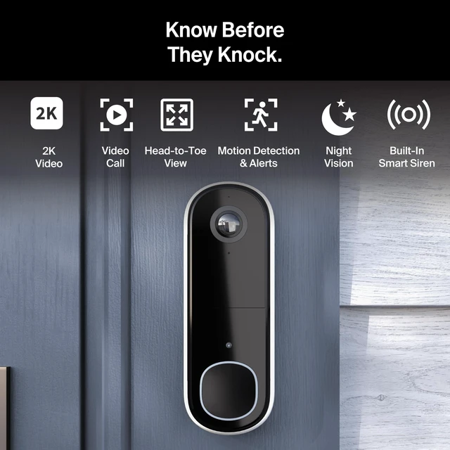 Alt view image 12 of 14 - Video Doorbell 2K (2nd Gen) Wireless or Wired - 1-Cam | 2K HDR head-to-toe video; Front door security; Package & person detection; Night vision, 2-way audio; 1-mo subscription incl.